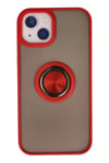 Mey İthalat®  iPhone 13 Kılıf Montreal Yüzüklü Silikon Kapak - Kırmızı