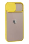 Mey İthalat®  iPhone 13 Kılıf Palm Buzlu Kamera Sürgülü Silikon - Sarı