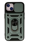 Mey İthalat®  iPhone 13 Kılıf Pars Lens Yüzüklü Silikon - Yeşil