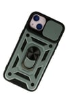 Mey İthalat®  iPhone 13 Kılıf Pars Lens Yüzüklü Silikon - Yeşil