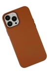 Mey İthalat®  iPhone 13 Pro Kılıf Asya Deri Silikon - Kahverengi