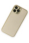 Mey İthalat®  iPhone 13 Pro Kılıf Coco Deri Silikon Kapak - Gold