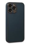 Mey İthalat®  iPhone 13 Pro Kılıf Coco Deri Silikon Kapak - Mavi