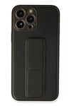 Mey İthalat®  iPhone 13 Pro Kılıf Coco Deri Standlı Kapak - Siyah