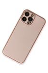 Mey İthalat®  iPhone 13 Pro Kılıf Coco Deri Silikon Kapak - Pembe