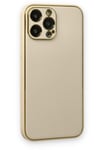 Mey İthalat®  iPhone 13 Pro Kılıf Coco Deri Silikon Kapak - Gold