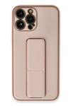Mey İthalat®  iPhone 13 Pro Kılıf Coco Deri Standlı Kapak - Pembe