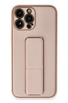 Mey İthalat®  iPhone 13 Pro Kılıf Coco Deri Standlı Kapak - Pembe