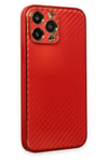 Mey İthalat®  iPhone 13 Pro Kılıf Coco Karbon Silikon - Kırmızı