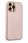 Mey İthalat®  iPhone 13 Pro Kılıf Coco Karbon Silikon - Pembe