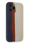 Mey İthalat®  iPhone 13 Pro Kılıf Ebruli Lansman Silikon - Lacivert-Krem