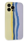 Mey İthalat®  iPhone 13 Pro Kılıf Ebruli Lansman Silikon - Sarı-Lila