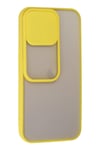 Mey İthalat®  iPhone 13 Pro Kılıf Palm Buzlu Kamera Sürgülü Silikon - Sarı