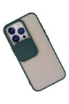 Mey İthalat®  iPhone 13 Pro Kılıf Palm Buzlu Kamera Sürgülü Silikon - Yeşil
