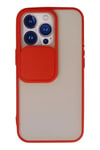 Mey İthalat®  iPhone 13 Pro Kılıf Palm Buzlu Kamera Sürgülü Silikon - Kırmızı