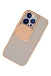 Mey İthalat®  iPhone 13 Pro Kılıf Palm Buzlu Kamera Sürgülü Silikon - Pembe