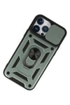 Mey İthalat®  iPhone 13 Pro Kılıf Pars Lens Yüzüklü Silikon - Yeşil