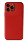 Mey İthalat®  iPhone 13 Pro Max Kılıf Coco Deri Silikon Kapak - Kırmızı