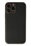 Mey İthalat®  iPhone 13 Pro Max Kılıf Coco Deri Silikon Kapak - Siyah