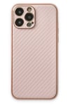 Mey İthalat®  iPhone 13 Pro Max Kılıf Coco Karbon Silikon - Pembe