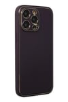 Mey İthalat®  iPhone 13 Pro Max Kılıf Coco Deri Silikon Kapak - Derin Mor