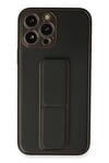 Mey İthalat®  iPhone 13 Pro Max Kılıf Coco Deri Standlı Kapak - Siyah