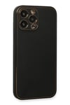 Mey İthalat®  iPhone 13 Pro Max Kılıf Coco Deri Silikon Kapak - Siyah