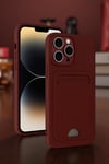 Mey İthalat®  iPhone 13 Pro Max Kılıf Kelvin Kartvizitli Silikon - Kırmızı