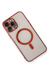 Mey İthalat®  iPhone 13 Pro Max Kılıf Magneticsafe Lazer Silikon - Kırmızı