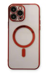 Mey İthalat®  iPhone 13 Pro Max Kılıf Magneticsafe Lazer Silikon - Kırmızı