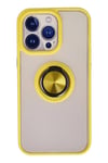 Mey İthalat®  iPhone 13 Pro Max Kılıf Montreal Yüzüklü Silikon Kapak - Sarı
