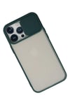 Mey İthalat®  iPhone 13 Pro Max Kılıf Palm Buzlu Kamera Sürgülü Silikon - Yeşil