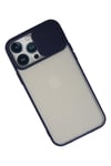 Mey İthalat®  iPhone 13 Pro Max Kılıf Palm Buzlu Kamera Sürgülü Silikon - Lacivert