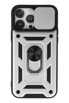 Mey İthalat®  iPhone 13 Pro Max Kılıf Pars Lens Yüzüklü Silikon - Gümüş