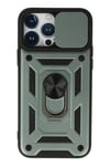 Mey İthalat®  iPhone 13 Pro Max Kılıf Pars Lens Yüzüklü Silikon - Yeşil