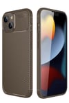 Mey İthalat®  iPhone 14 Kılıf Auto Focus Karbon Kapak - Kahverengi