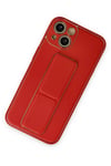 Mey İthalat®  iPhone 14 Kılıf Coco Deri Standlı Kapak - Kırmızı