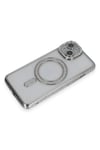 Mey İthalat®  iPhone 14 Kılıf Joke Simli Magneticsafe Kılıf - Gümüş