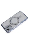 Mey İthalat®  iPhone 14 Kılıf Joke Simli Magneticsafe Kılıf - Mavi