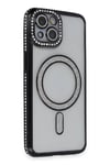 Mey İthalat®  iPhone 14 Kılıf Joke Simli Magneticsafe Kılıf - Siyah