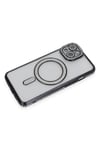 Mey İthalat®  iPhone 14 Kılıf Joke Simli Magneticsafe Kılıf - Siyah