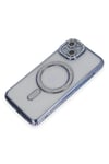 Mey İthalat®  iPhone 14 Kılıf Joke Simli Magneticsafe Kılıf - Mavi