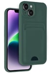 Mey İthalat®  iPhone 14 Kılıf Kelvin Kartvizitli Silikon - Koyu Yeşil