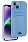 Mey İthalat®  iPhone 14 Kılıf Kelvin Kartvizitli Silikon - Mavi