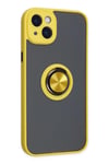 Mey İthalat®  iPhone 14 Kılıf Montreal Yüzüklü Silikon Kapak - Sarı
