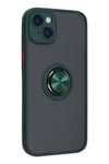 Mey İthalat®  iPhone 14 Kılıf Montreal Yüzüklü Silikon Kapak - Yeşil