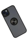 Mey İthalat®  iPhone 14 Kılıf Montreal Yüzüklü Silikon Kapak - Siyah