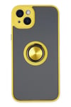 Mey İthalat®  iPhone 14 Kılıf Montreal Yüzüklü Silikon Kapak - Sarı