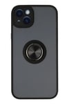 Mey İthalat®  iPhone 14 Kılıf Montreal Yüzüklü Silikon Kapak - Siyah