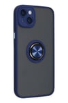 Mey İthalat®  iPhone 14 Kılıf Montreal Yüzüklü Silikon Kapak - Lacivert